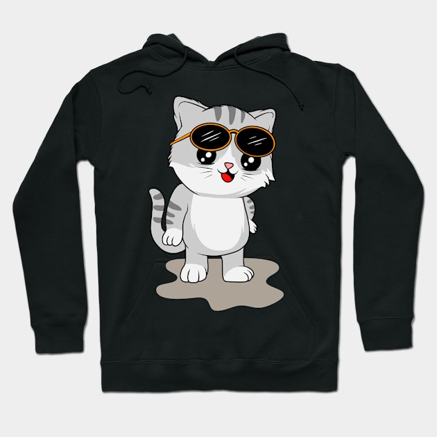 Stylish Kitty: Cat Wearing Cool Sunglasses - Trendy Tee for Cat Lovers Hoodie by Hashed Art